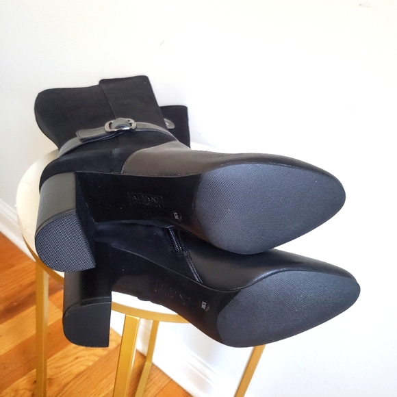 NEW 🖤 Alfani Womens Nelsonn Black Leather Buckle Calf Knee High Zip Boots 9.5M - Picture 5 of 14